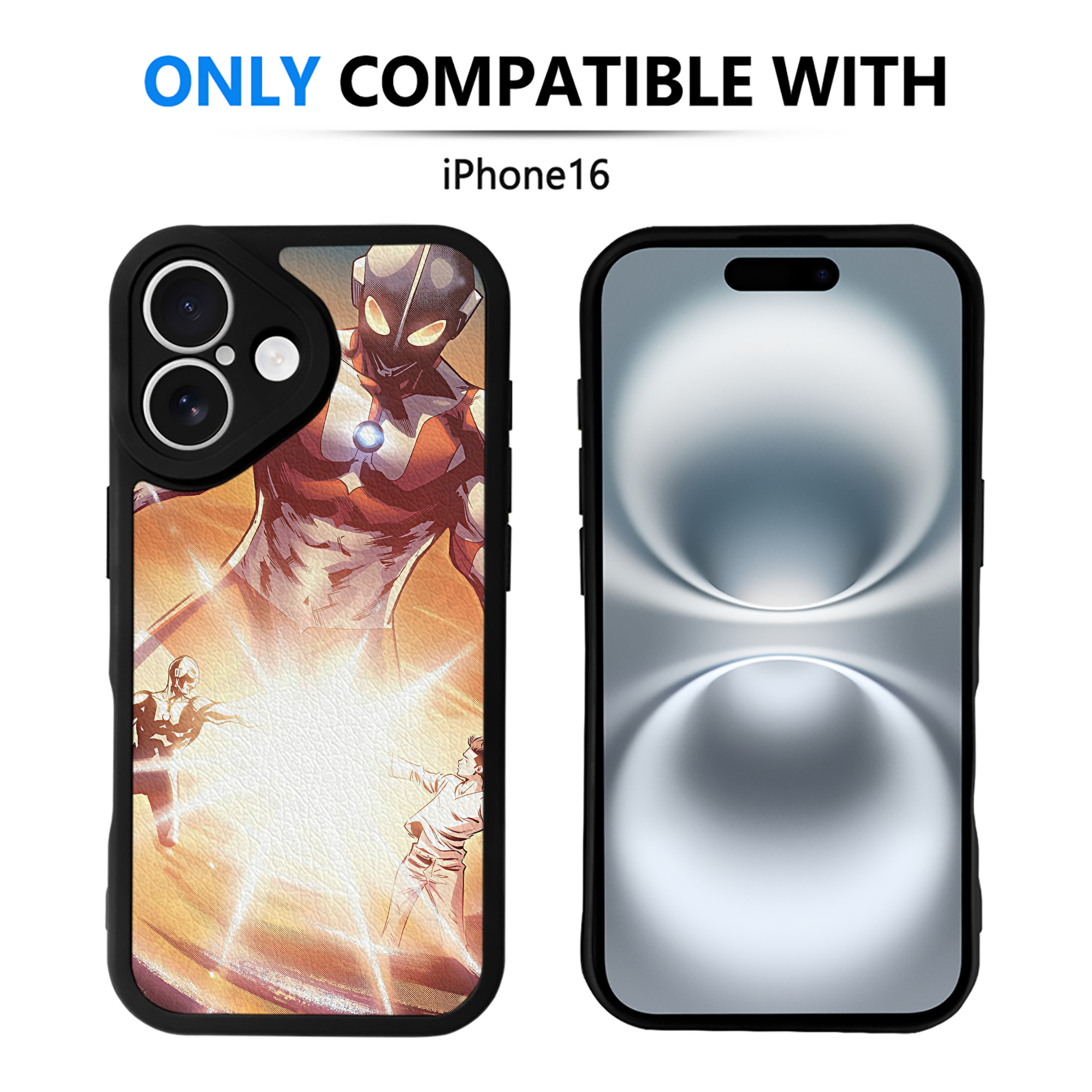 （画像用） ウルトラマン Ultraman 【iPhone 16シリーズ対応】シリコンスマホケース（レザー調） 材質：シリコン